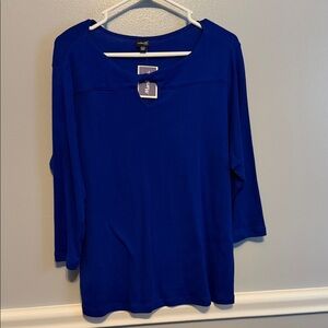 Rafaella Women's Navy Blue Long Sleeve Tee